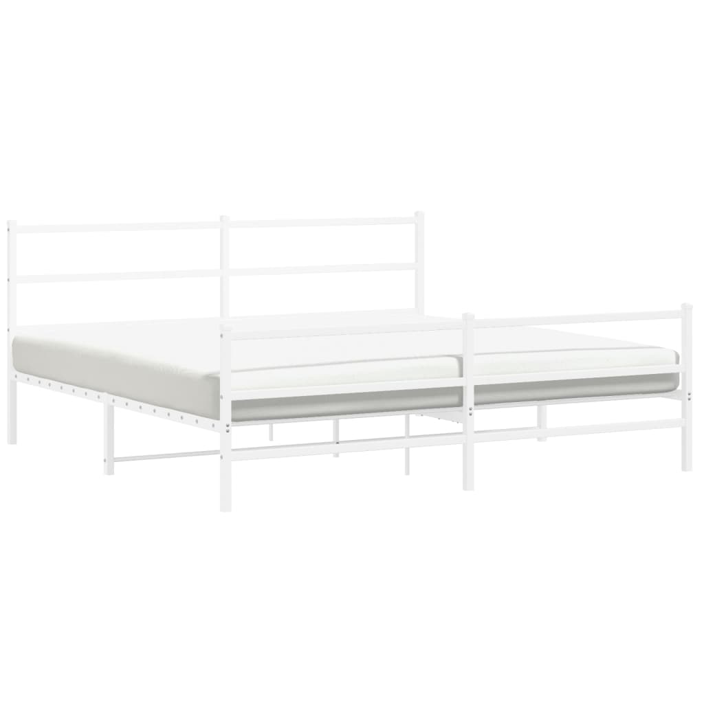 vidaXL Metal Bed Frame without Mattress with Footboard White 183x213cm
