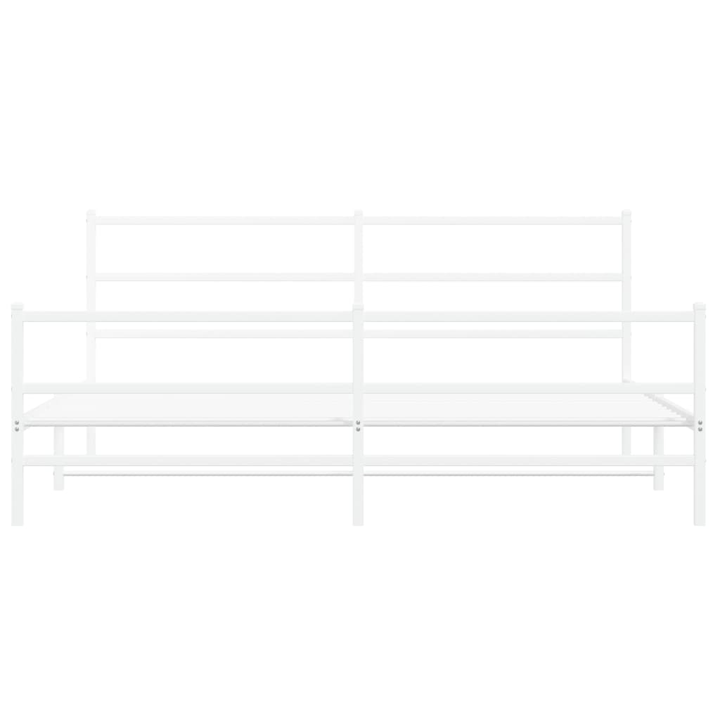 vidaXL Metal Bed Frame without Mattress with Footboard White 183x213cm