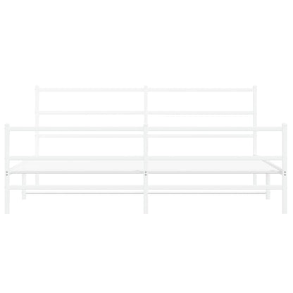 vidaXL Metal Bed Frame without Mattress with Footboard White 183x213cm