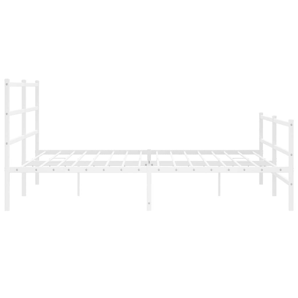 vidaXL Metal Bed Frame without Mattress with Footboard White 183x213cm