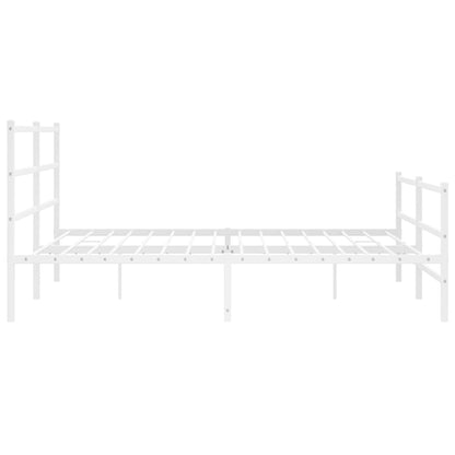 vidaXL Metal Bed Frame without Mattress with Footboard White 183x213cm