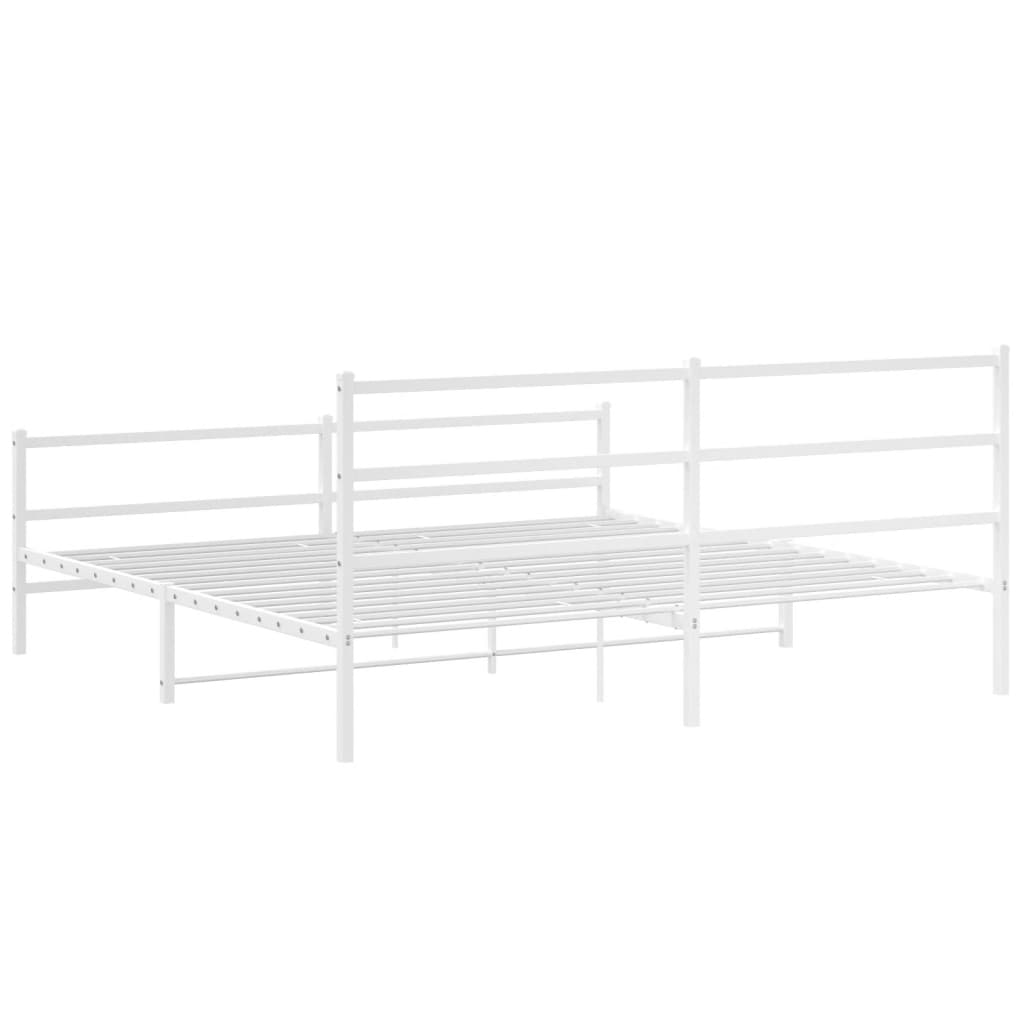 vidaXL Metal Bed Frame without Mattress with Footboard White 183x213cm