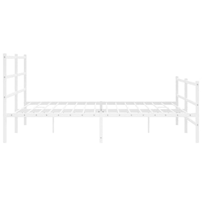 vidaXL Metal Bed Frame without Mattress with Footboard White 200x200cm