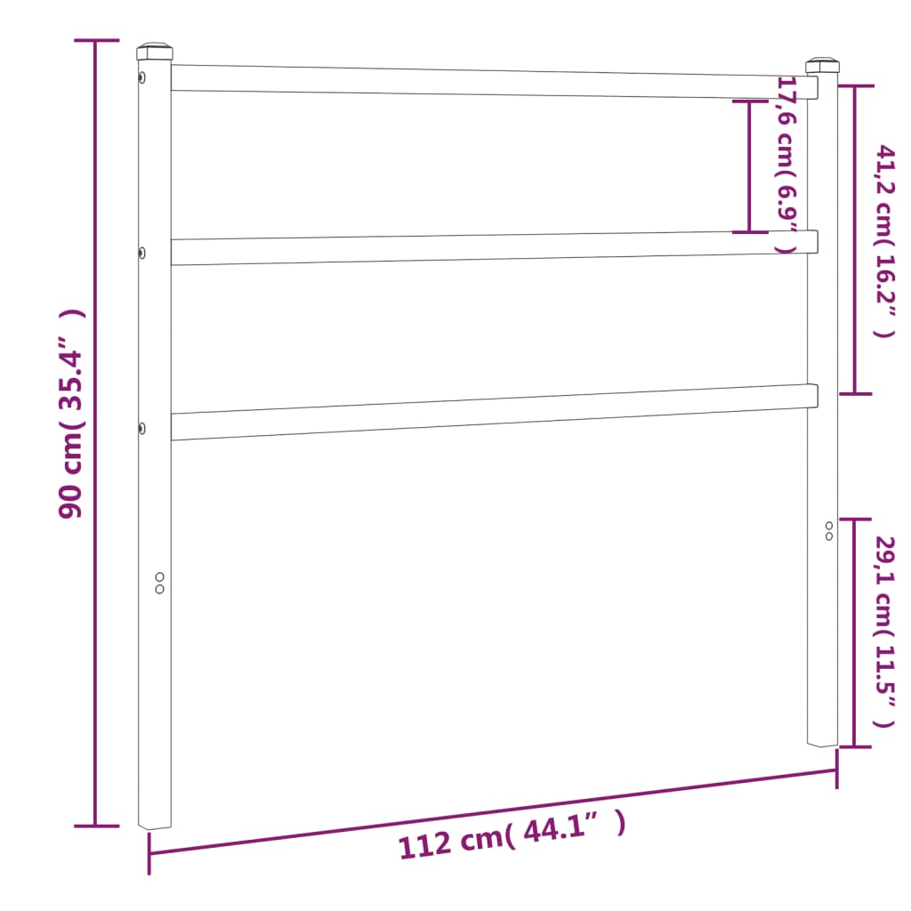 vidaXL Metal Replace Headboard White 107 cm