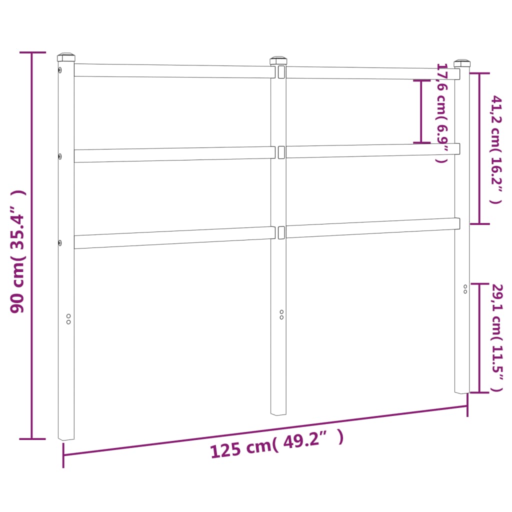 vidaXL Metal Replace Headboard White 120 cm