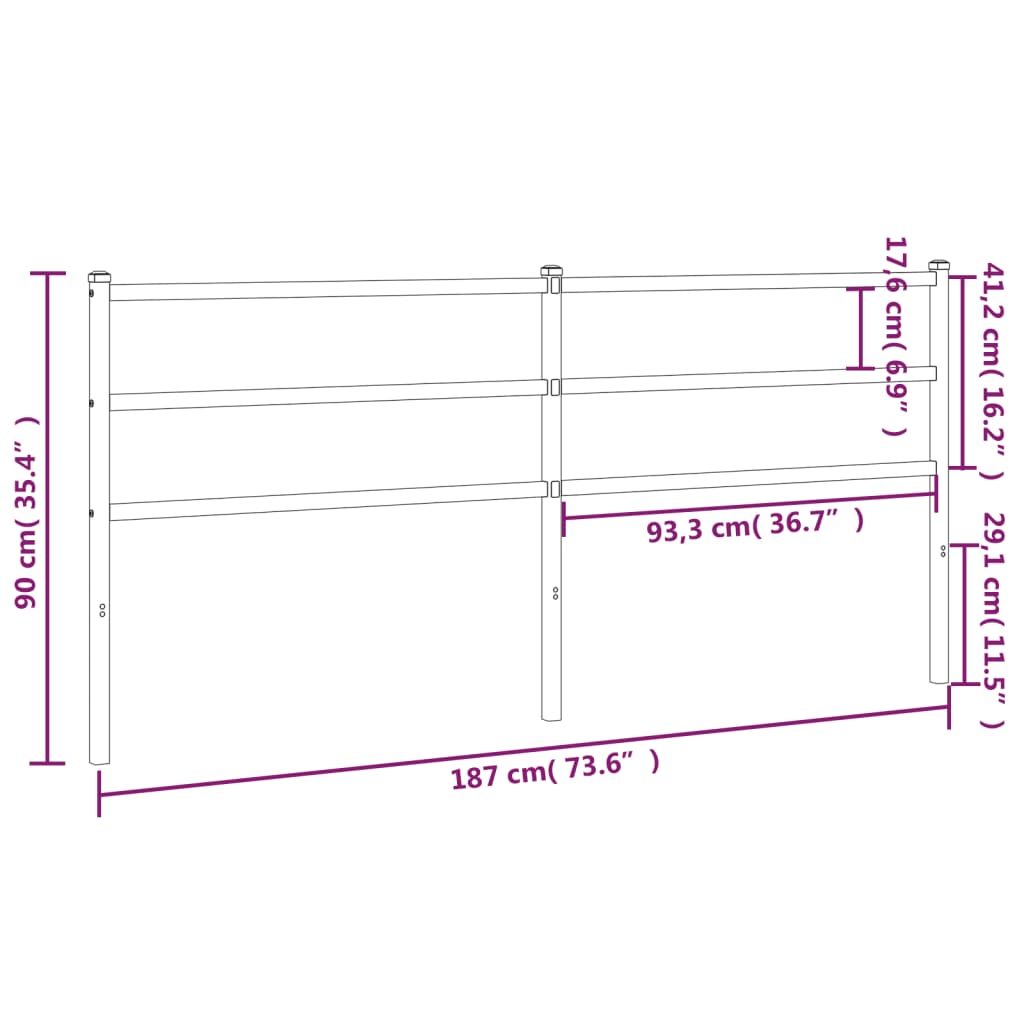 vidaXL Metal Replace Headboard White 180 cm