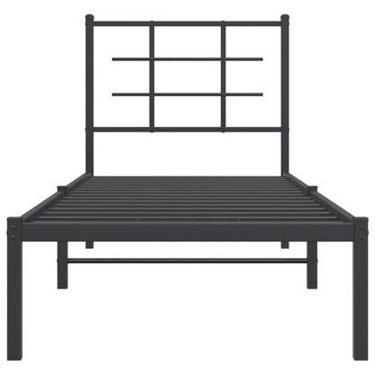 vidaXL Metal Bed Frame without Mattress with Headboard Black 75x190cm