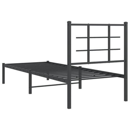 vidaXL Metal Bed Frame without Mattress with Headboard Black 75x190cm
