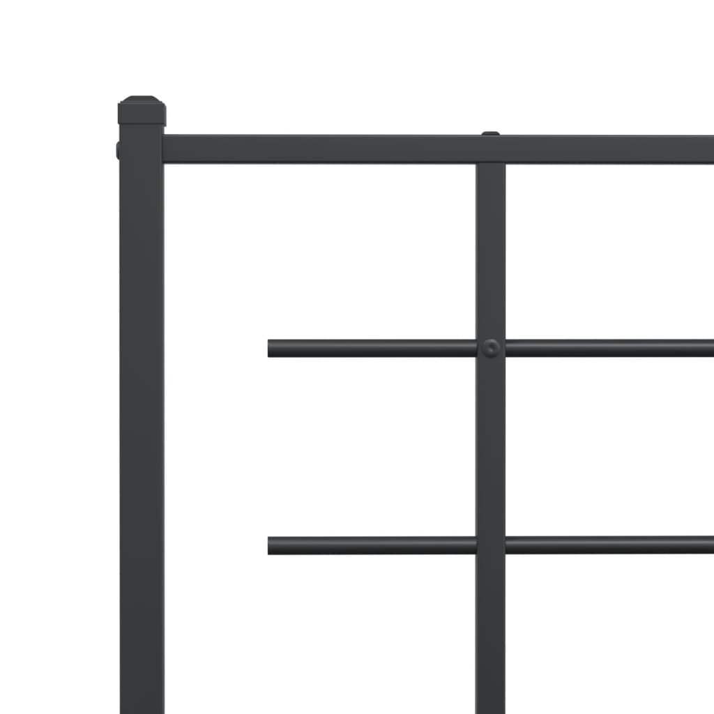 vidaXL Metal Bed Frame without Mattress with Headboard Black 75x190cm