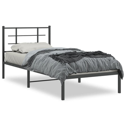 vidaXL Metal Bed Frame without Mattress with Headboard Black 90x200cm