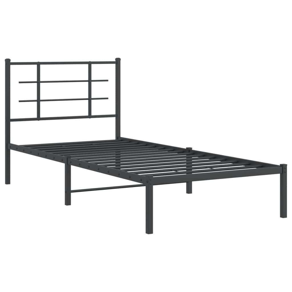 vidaXL Metal Bed Frame without Mattress with Headboard Black 90x200cm