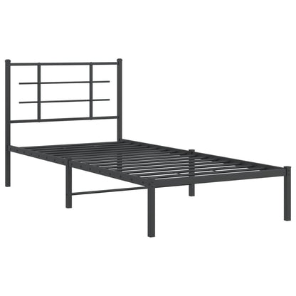 vidaXL Metal Bed Frame without Mattress with Headboard Black 90x200cm