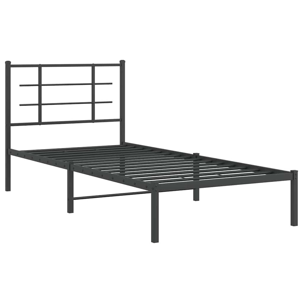 vidaXL Bed Frame | Black | Powder-Coated Steel | Single | Bed Frame