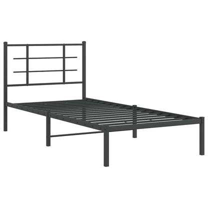 vidaXL Bed Frame | Black | Powder-Coated Steel | Single | Bed Frame