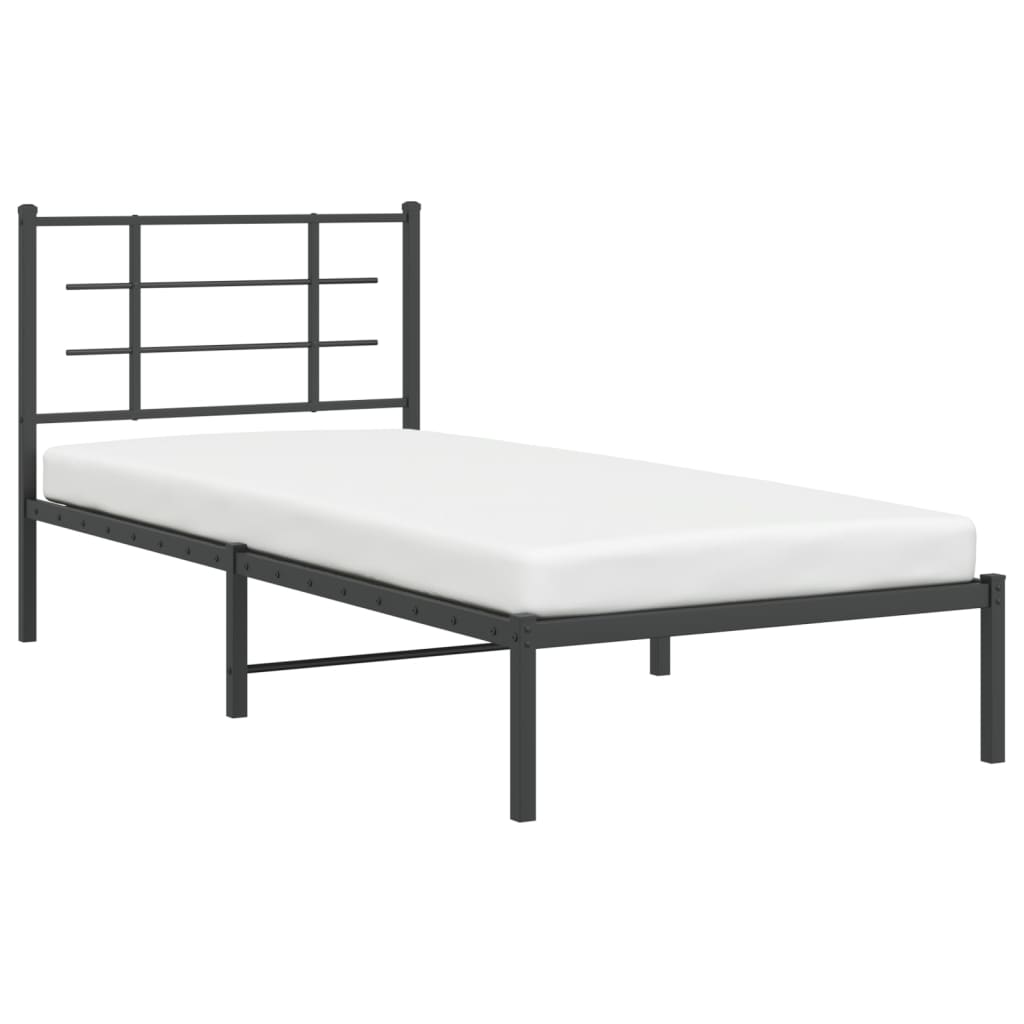 vidaXL Metal Bed Frame without Mattress with Headboard Black 90x200cm