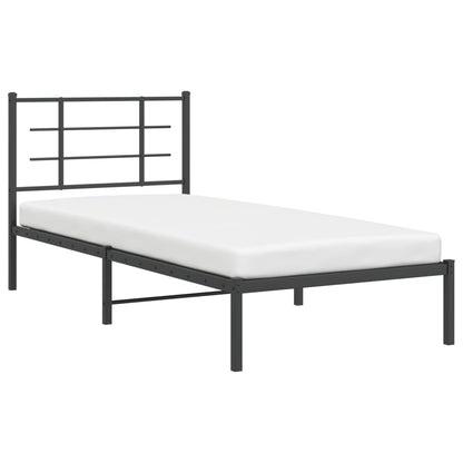 vidaXL Metal Bed Frame without Mattress with Headboard Black 90x200cm