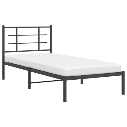 vidaXL Bed Frame | Black | Powder-Coated Steel | Single | Bed Frame