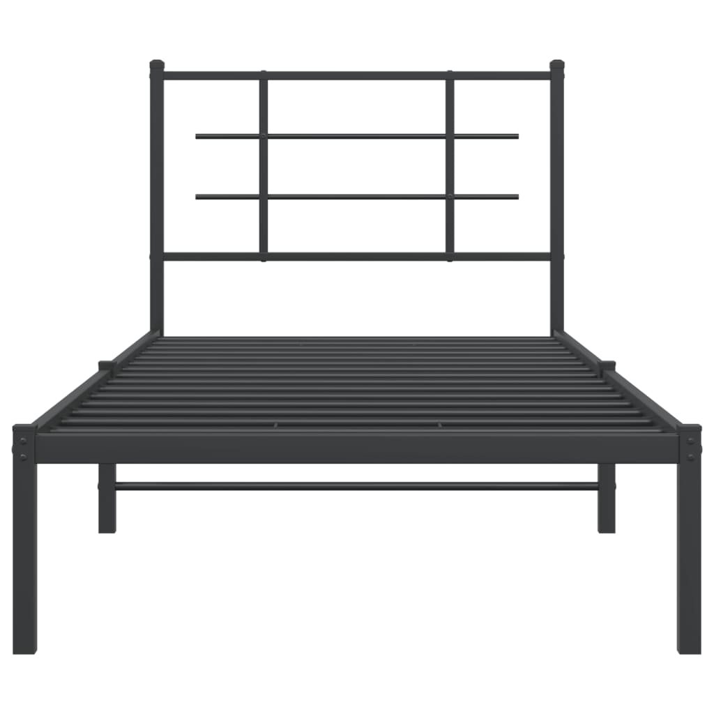 vidaXL Metal Bed Frame without Mattress with Headboard Black 90x200cm