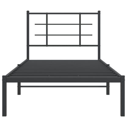 vidaXL Metal Bed Frame without Mattress with Headboard Black 90x200cm