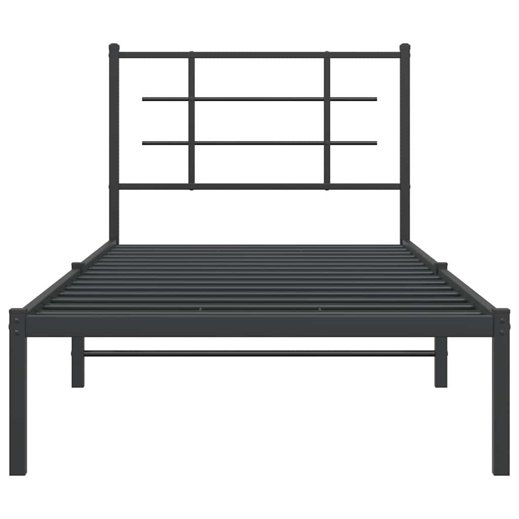 vidaXL Bed Frame | Black | Powder-Coated Steel | Single | Bed Frame