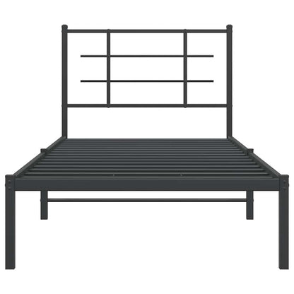 vidaXL Bed Frame | Black | Powder-Coated Steel | Single | Bed Frame