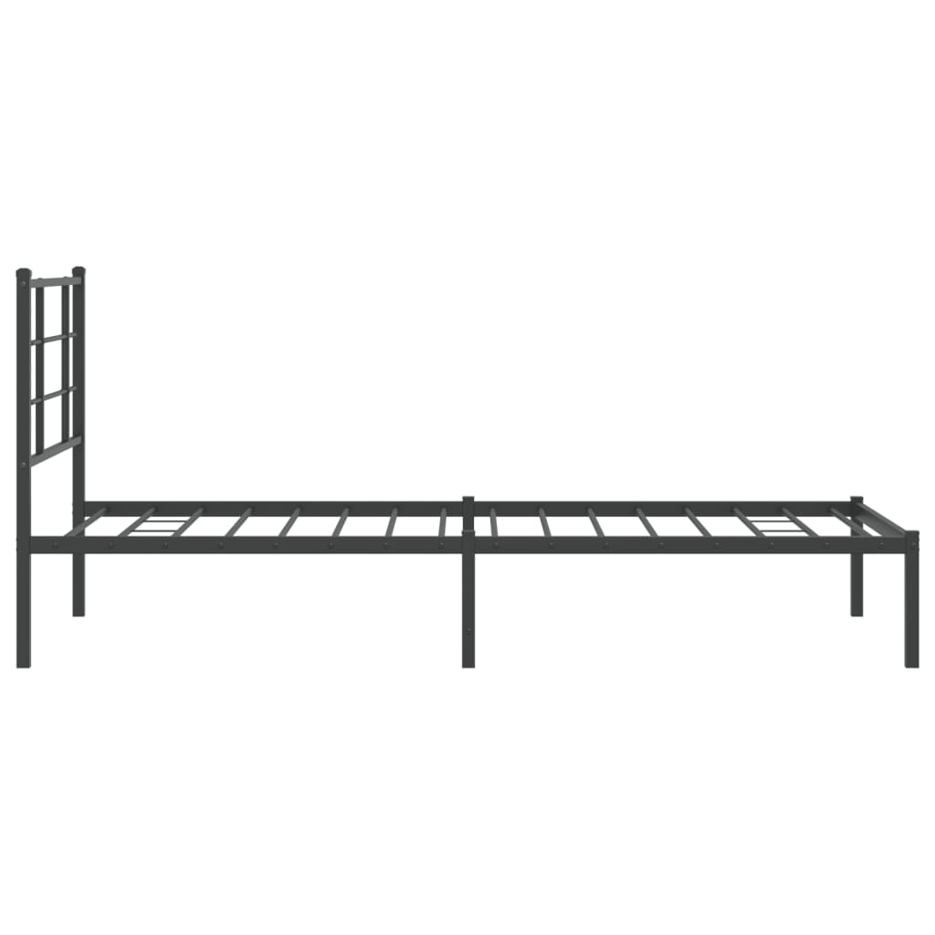 vidaXL Metal Bed Frame without Mattress with Headboard Black 90x200cm