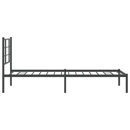 vidaXL Metal Bed Frame without Mattress with Headboard Black 90x200cm