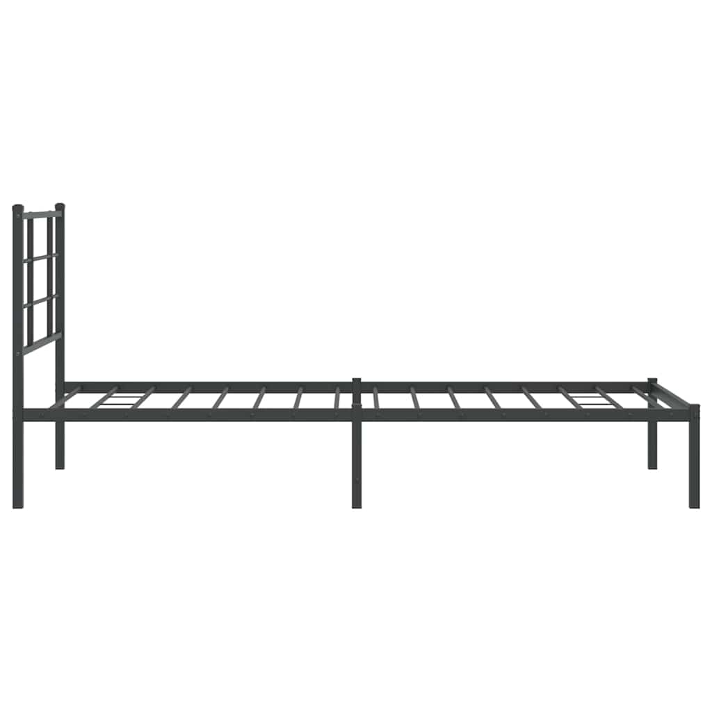vidaXL Bed Frame | Black | Powder-Coated Steel | Single | Bed Frame