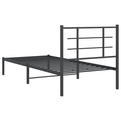 vidaXL Metal Bed Frame without Mattress with Headboard Black 90x200cm