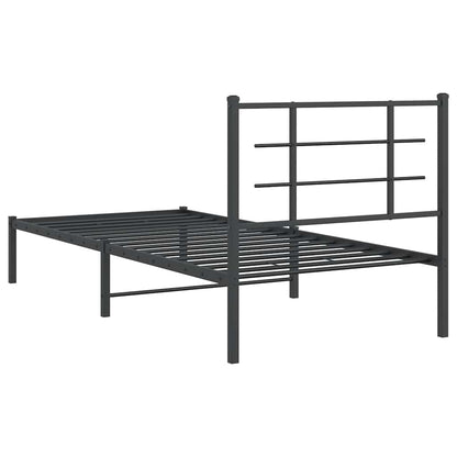 vidaXL Bed Frame | Black | Powder-Coated Steel | Single | Bed Frame
