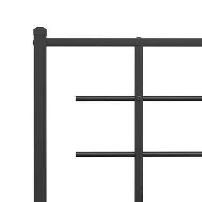 vidaXL Metal Bed Frame without Mattress with Headboard Black 90x200cm