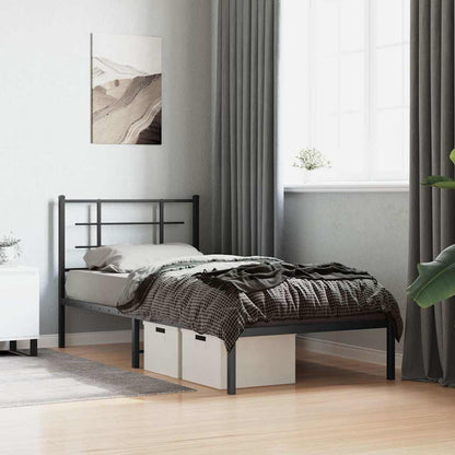 vidaXL Bed Frame | Black | Powder-Coated Steel | Single | Bed Frame