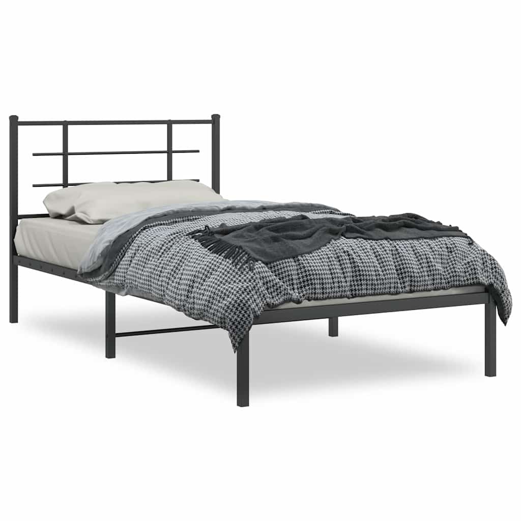 vidaXL Bed Frame | Black | Powder-Coated Steel | Single |  Modern  | Bed Frame