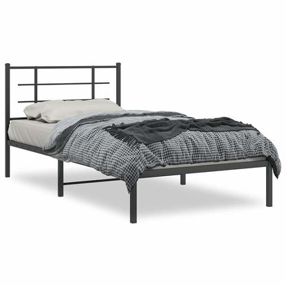 vidaXL Bed Frame | Black | Powder-Coated Steel | Single |  Modern  | Bed Frame