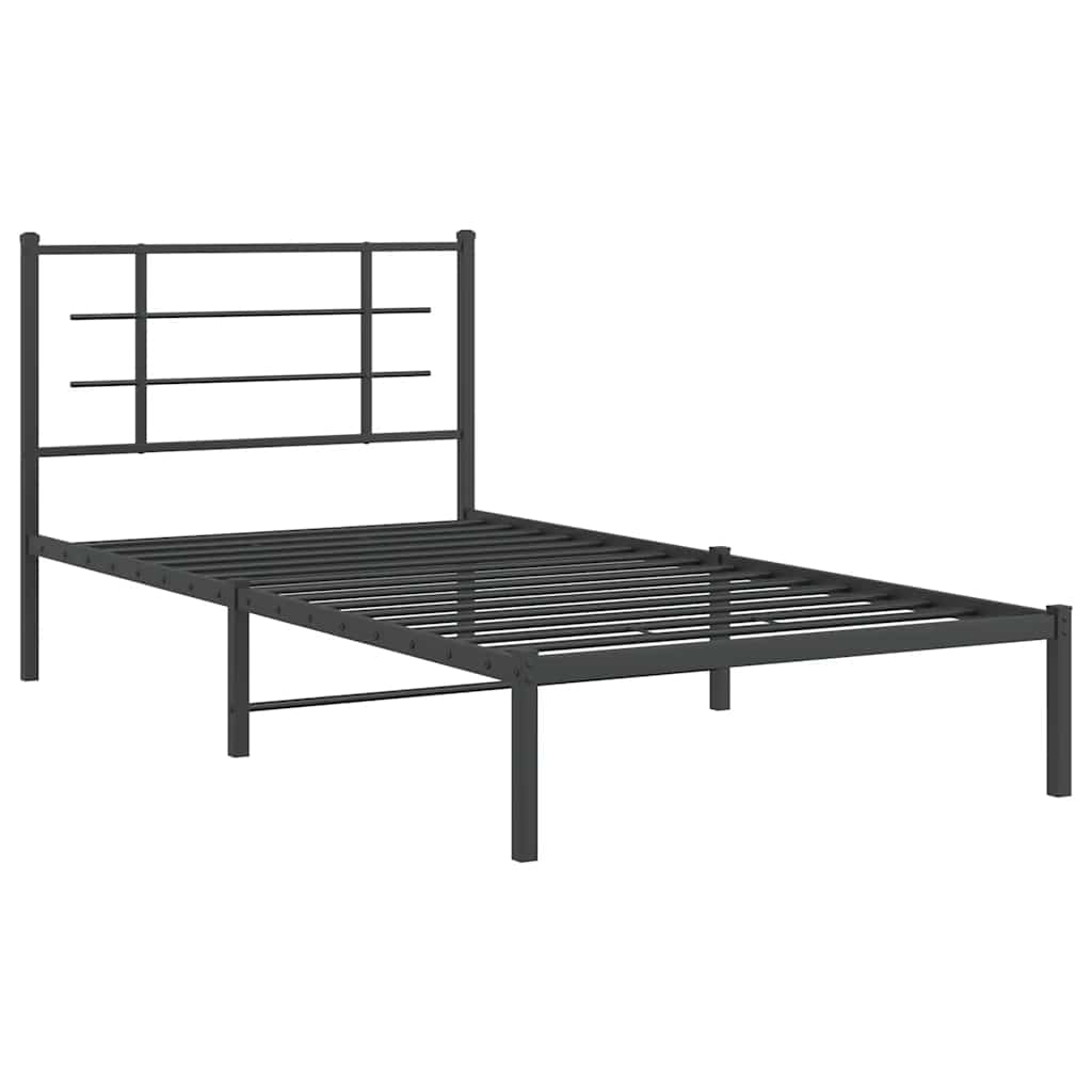 vidaXL Bed Frame | Black | Powder-Coated Steel | Single |  Modern  | Bed Frame