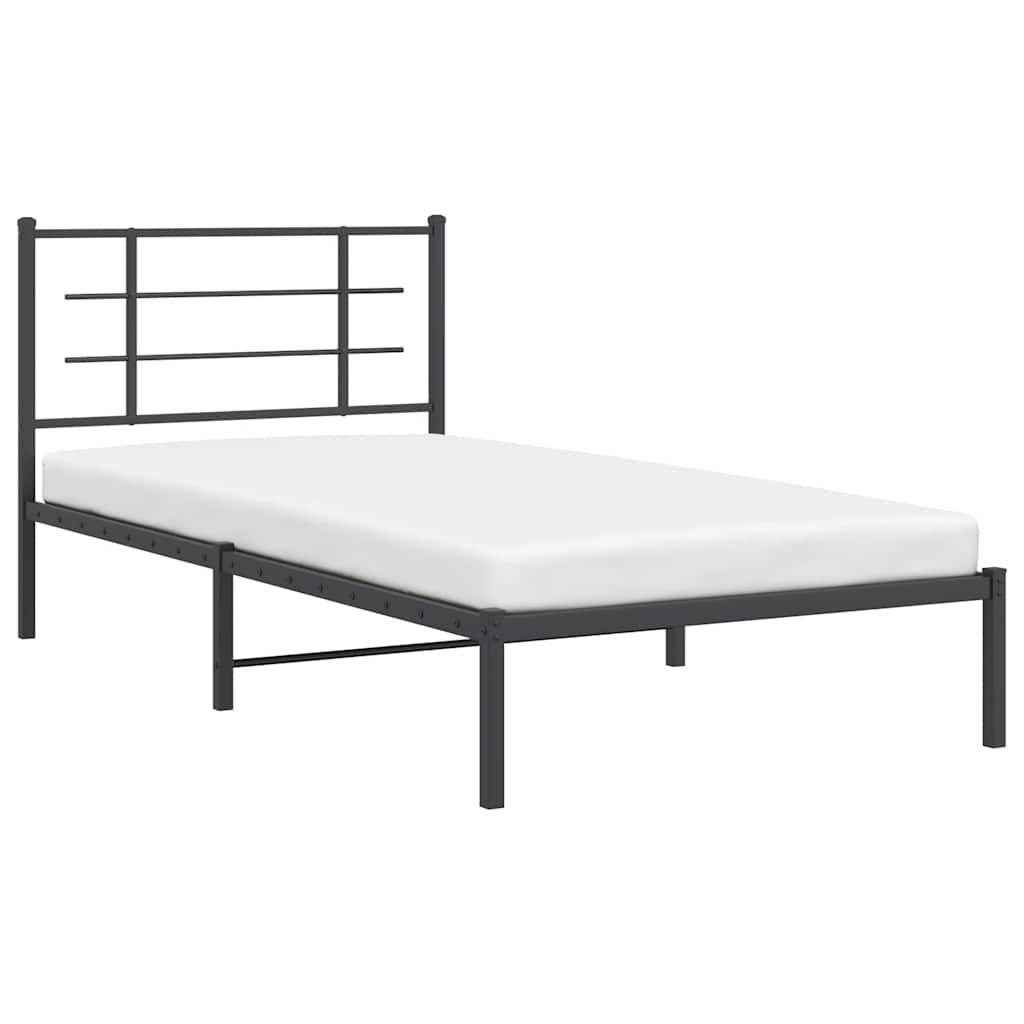 vidaXL Bed Frame | Black | Powder-Coated Steel | Single |  Modern  | Bed Frame