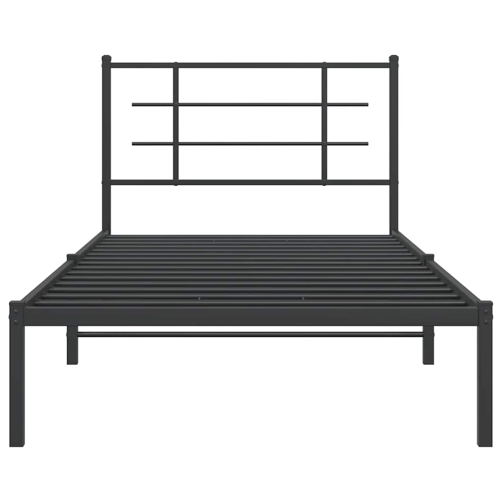 vidaXL Bed Frame | Black | Powder-Coated Steel | Single |  Modern  | Bed Frame