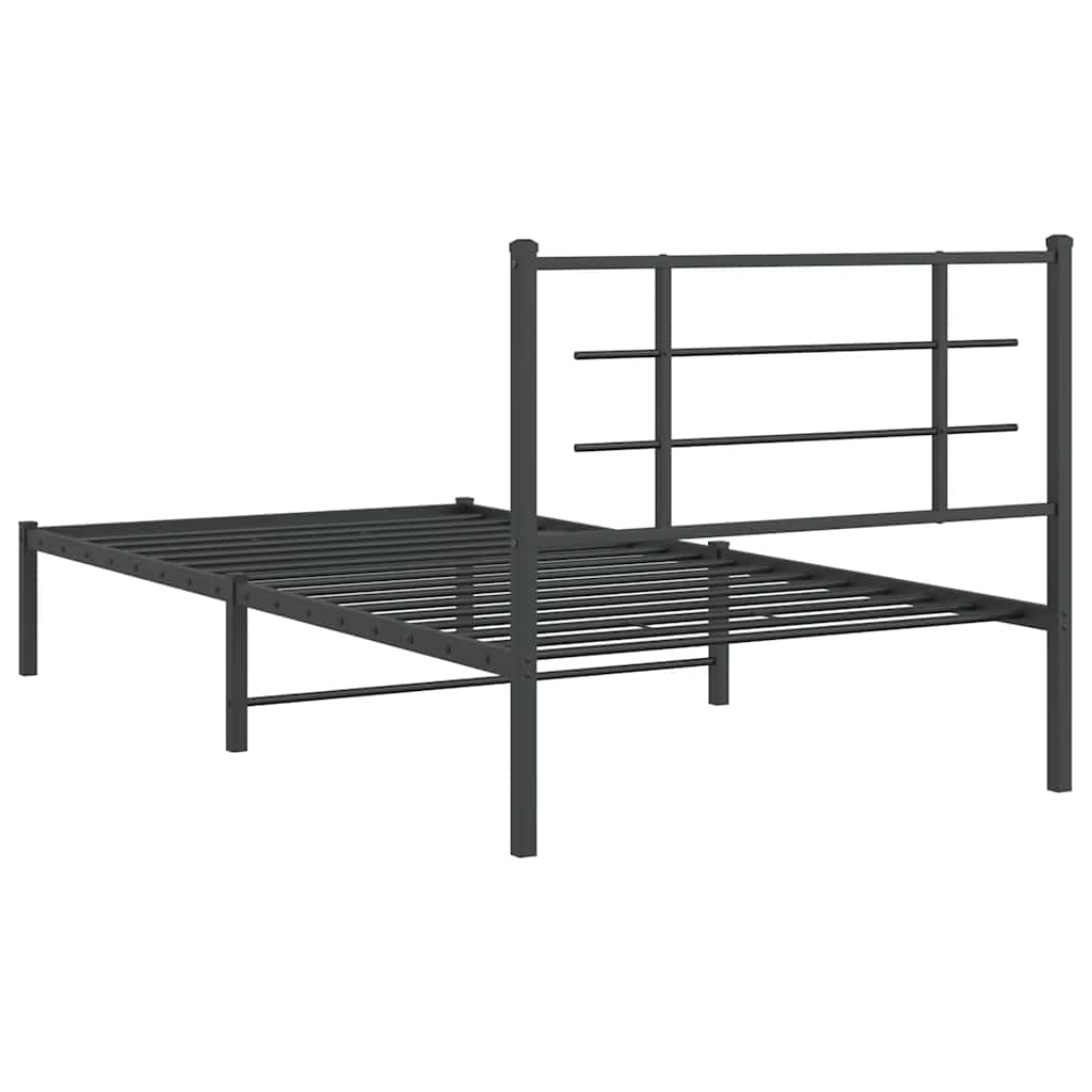 vidaXL Bed Frame | Black | Powder-Coated Steel | Single |  Modern  | Bed Frame