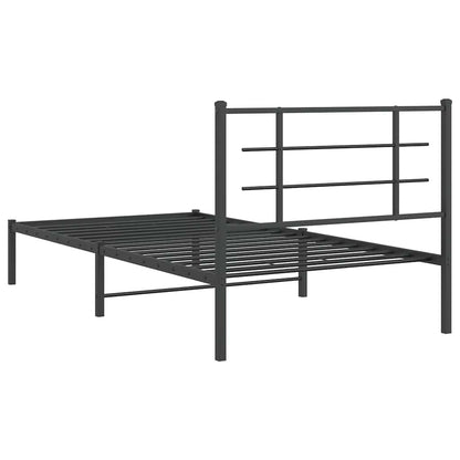 vidaXL Bed Frame | Black | Powder-Coated Steel | Single |  Modern  | Bed Frame