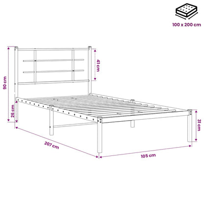vidaXL Bed Frame | Black | Powder-Coated Steel | Single |  Modern  | Bed Frame