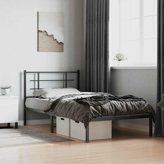 vidaXL Bed Frame | Black | Powder-Coated Steel | Single |  Modern  | Bed Frame