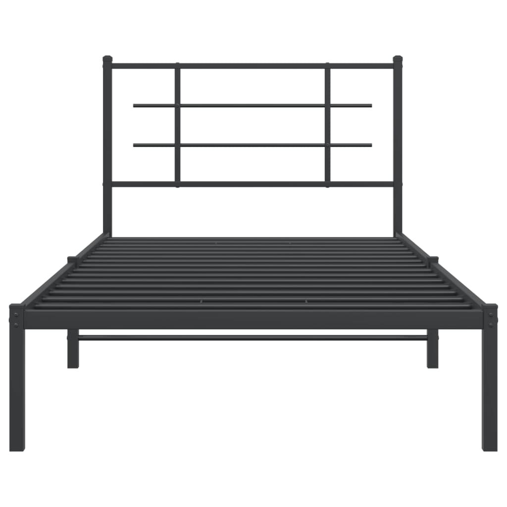 vidaXL Metal Bed Frame without Mattress with Headboard Black 107x203cm