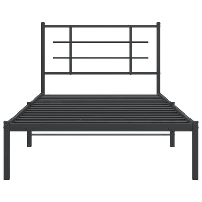 vidaXL Metal Bed Frame without Mattress with Headboard Black 107x203cm