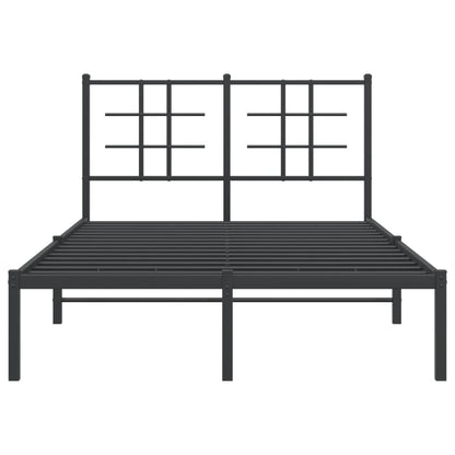 vidaXL Metal Bed Frame without Mattress with Headboard Black 120x190cm