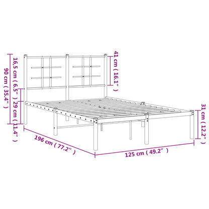 vidaXL Metal Bed Frame without Mattress with Headboard Black 120x190cm