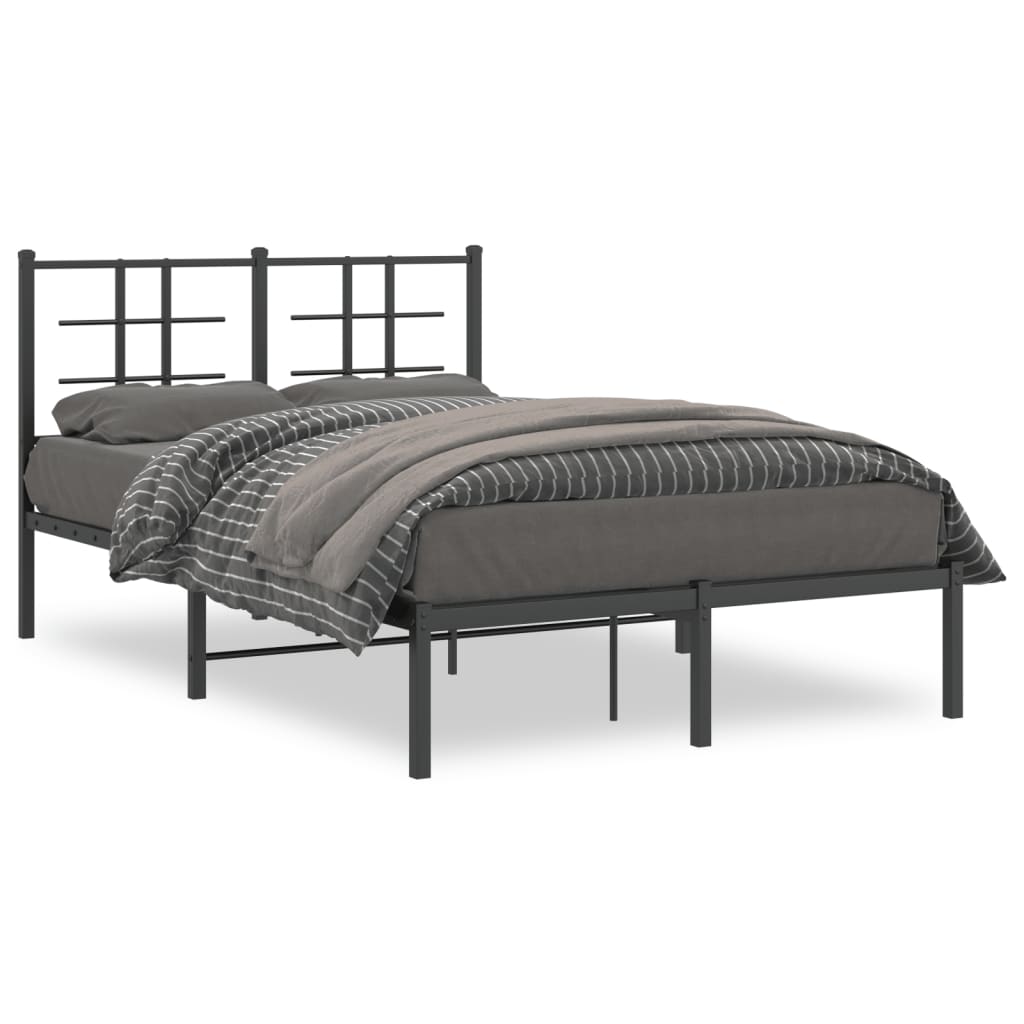 vidaXL Bed Frame | Black | Steel | Double | Bed Frame | Rectangular | Modern