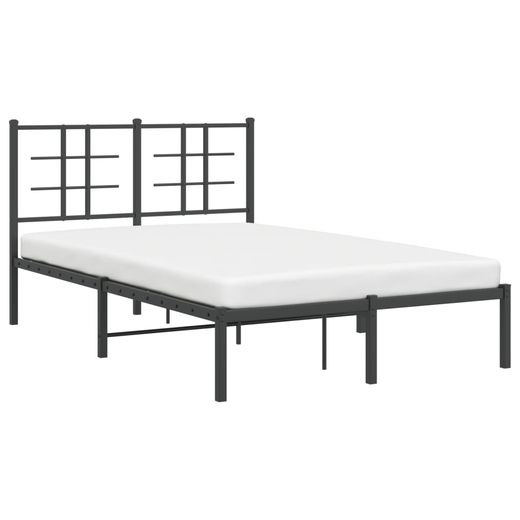 vidaXL Bed Frame | Black | Steel | Double | Bed Frame | Rectangular | Modern