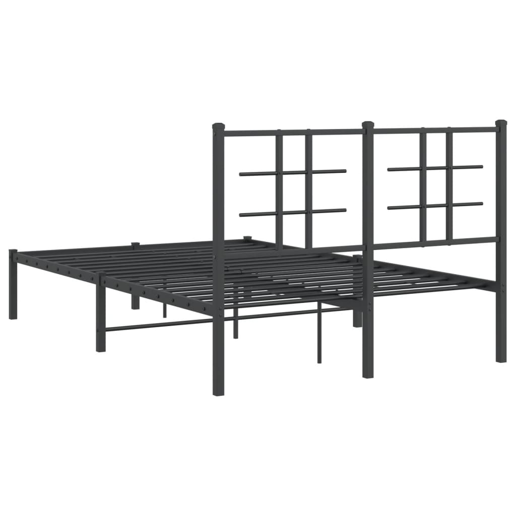 vidaXL Bed Frame | Black | Steel | Double | Bed Frame | Rectangular | Modern