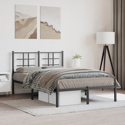 vidaXL Bed Frame | Black | Steel | Double | Bed Frame | Rectangular | Modern