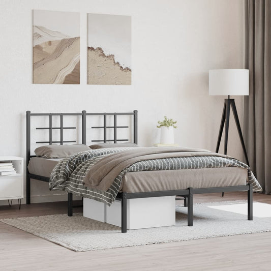 vidaXL Bed Frame | Black | Steel | Double | Bed Frame | Rectangular | Modern